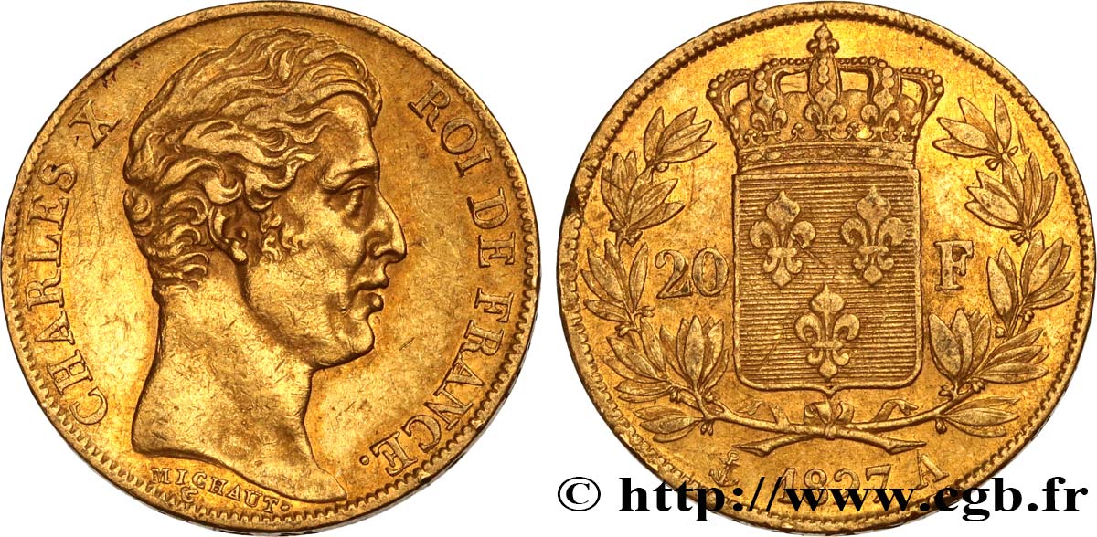 20 francs or Charles X 1827 Paris F.520/6 TTB 
