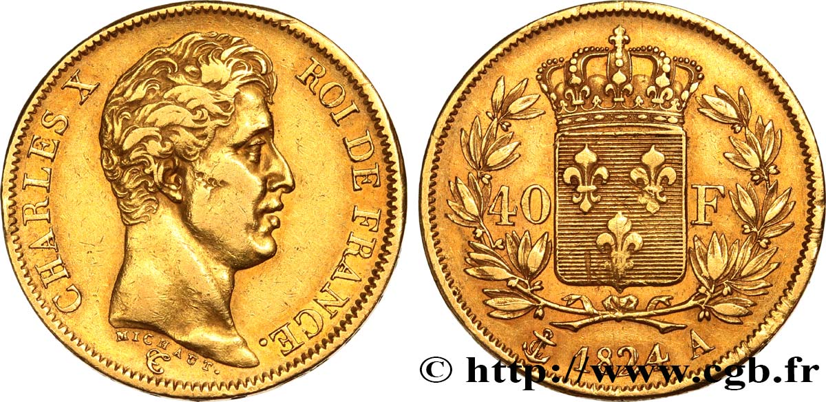 40 francs or Charles X, 1er type 1824 Paris F.543/1 BB40 