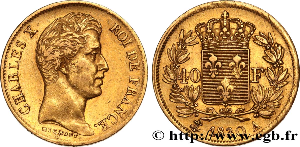 40 francs or Charles X, 2e type 1830 Paris F.544/5 SS40 