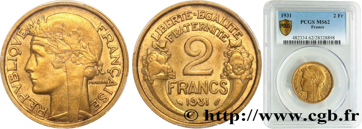 2 francs Morlon 1931  F.268/2 MS62 PCGS