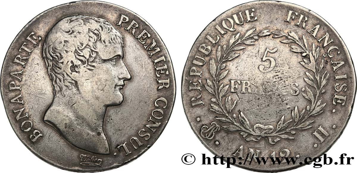 5 francs Bonaparte Premier Consul 1804 La Rochelle F.301/15 MB25 