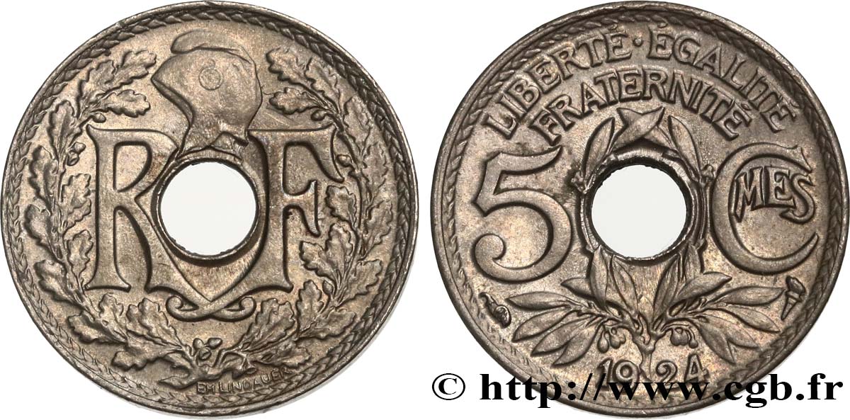 5 centimes Lindauer, petit module 1924  F.122/8 SUP60 