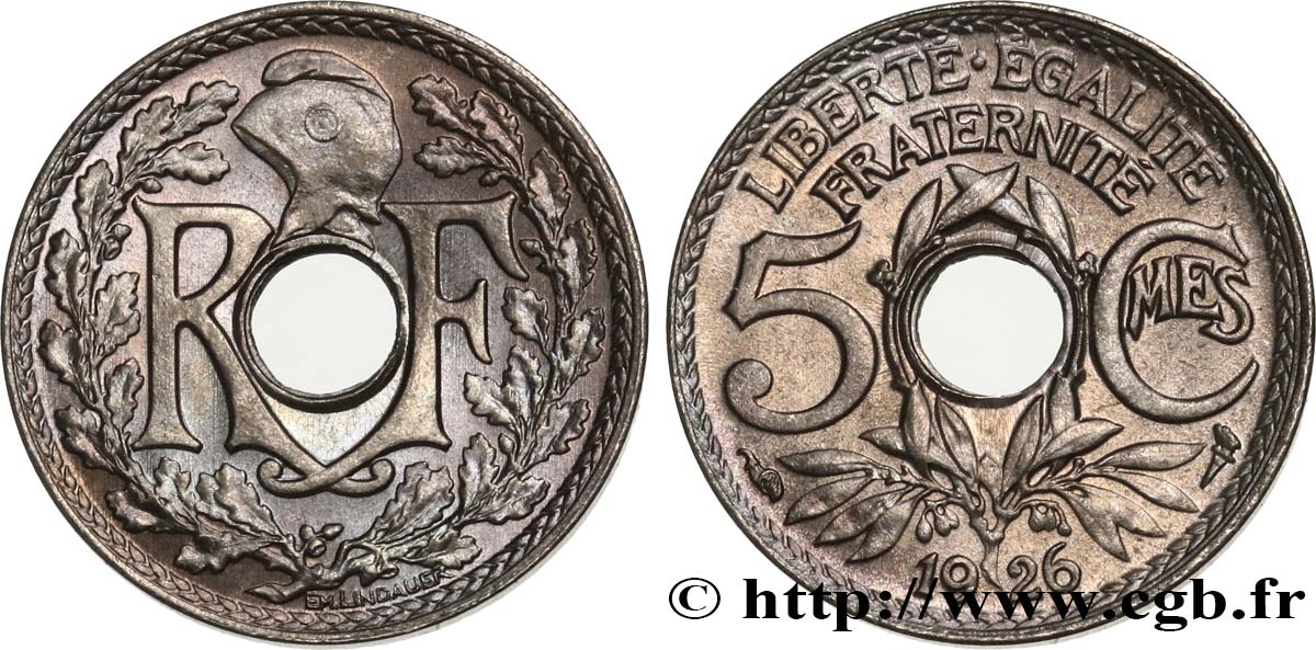5 centimes Lindauer, petit module 1926  F.122/11 MS65 