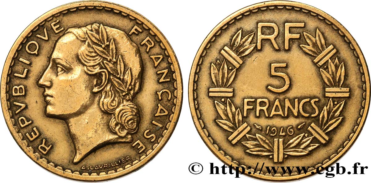 5 francs Lavrillier, bronze-aluminium 1946  F.337/7 AU 