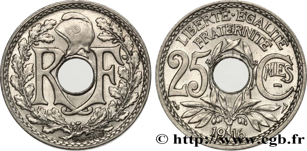 25 centimes Lindauer, Cmes souligné 1916 Paris F.170/4 VZ60 