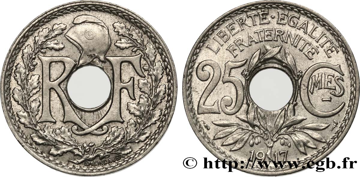 25 centimes Lindauer, Cmes souligné 1917  F.170/5 SPL58 