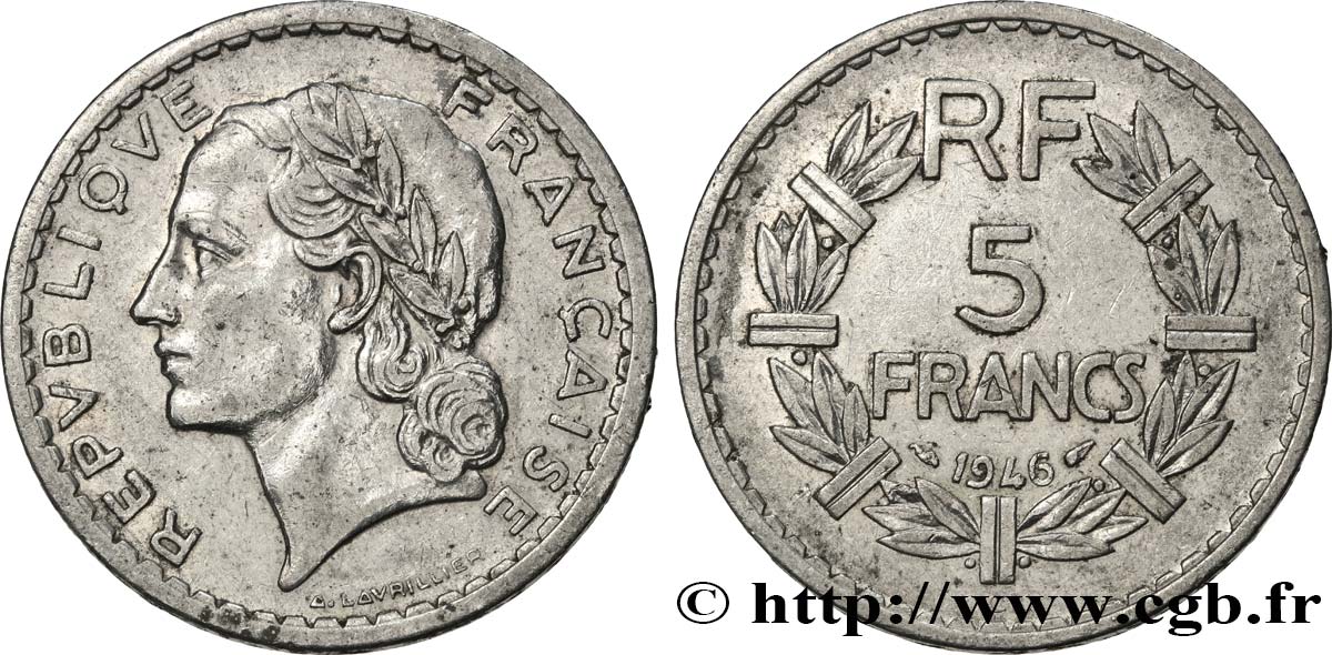 5 francs Lavrillier en aluminium 1946 Castelsarrasin F.339/8 MBC 