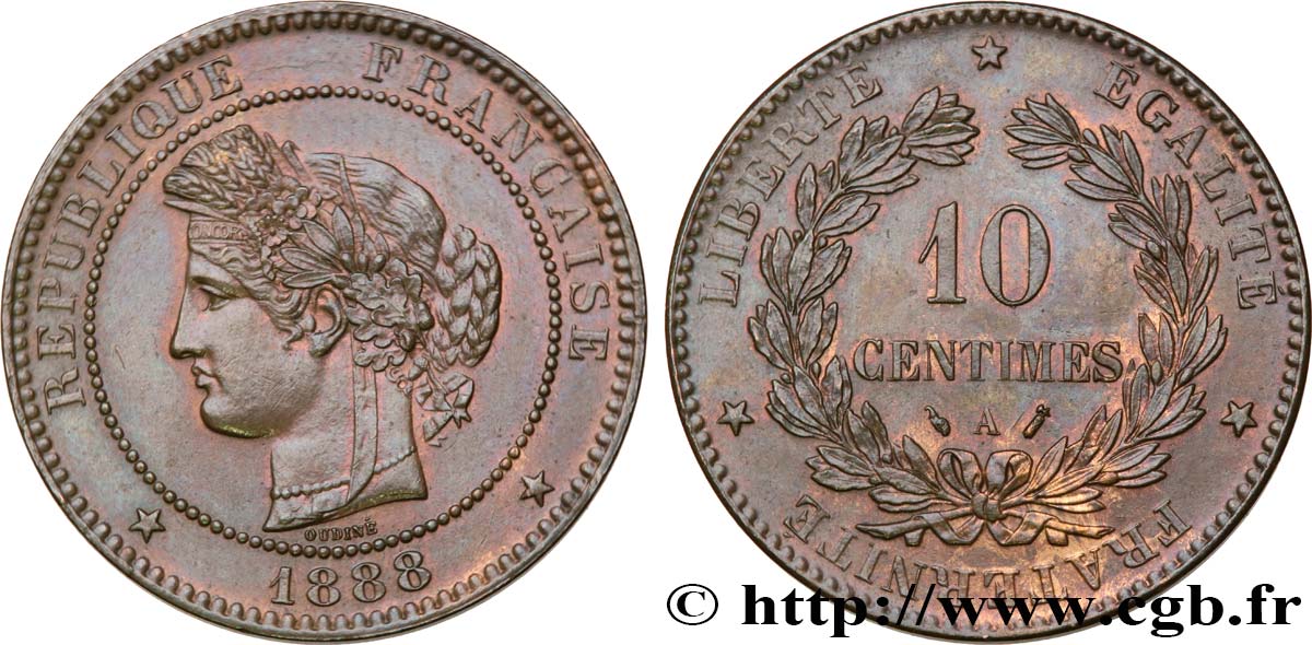 10 centimes Cérès 1888 Paris F.135/33 EBC58 