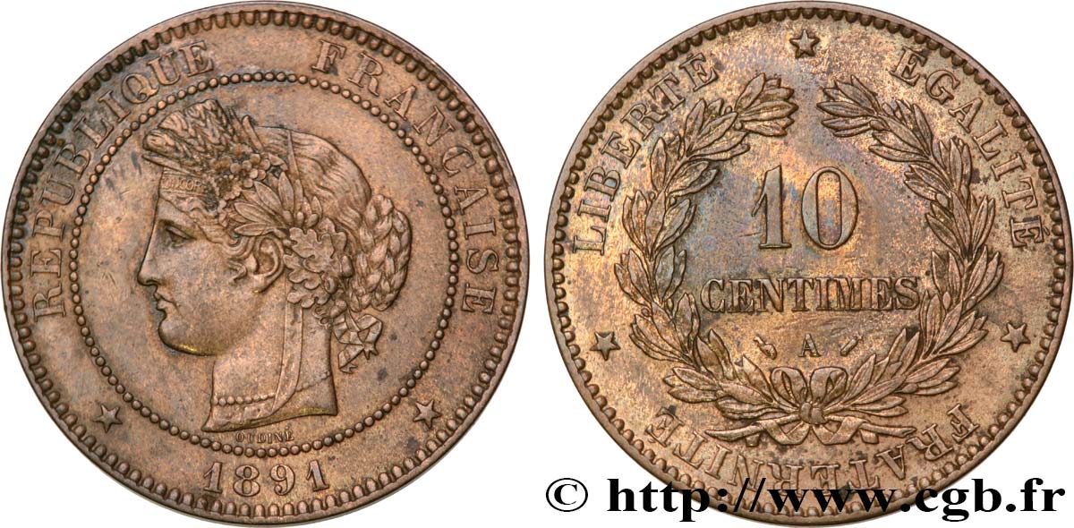 10 centimes Cérès 1891 Paris F.135/36 AU 