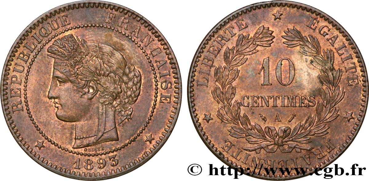 10 centimes Cérès 1893 Paris F.135/38 AU58 