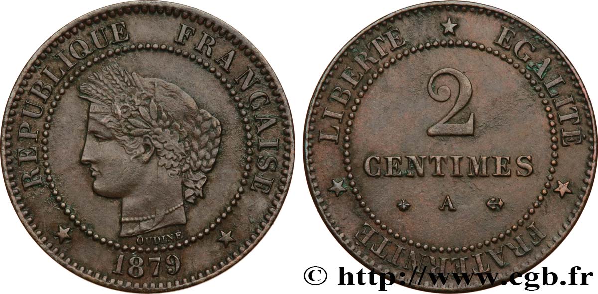 2 centimes Cérès 1879 Paris F.109/6 TTB45 