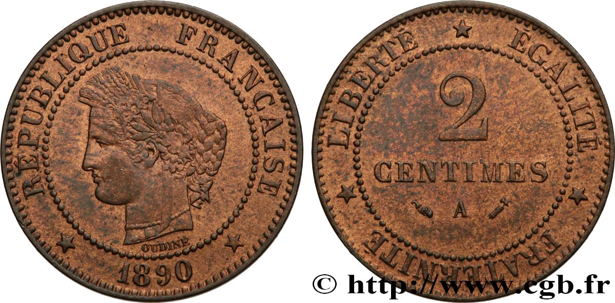 2 centimes Cérès 1890 Paris F.109/16 EBC60 