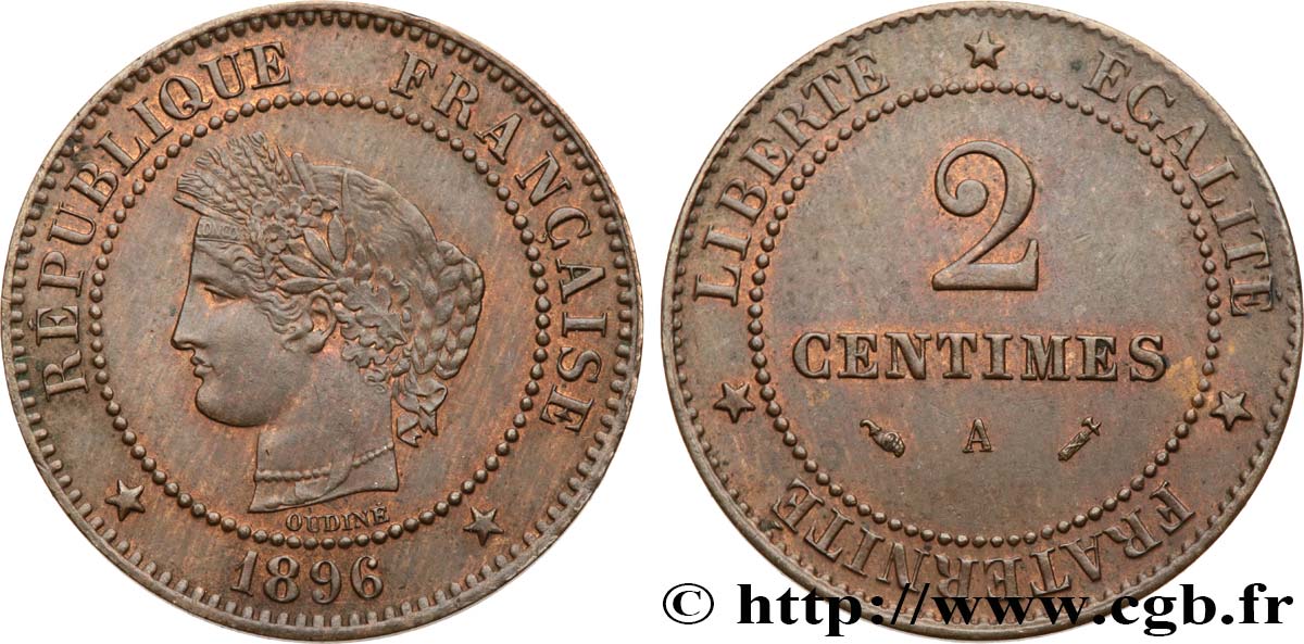 2 centimes Cérès 1896 Paris F.109/22 EBC55 