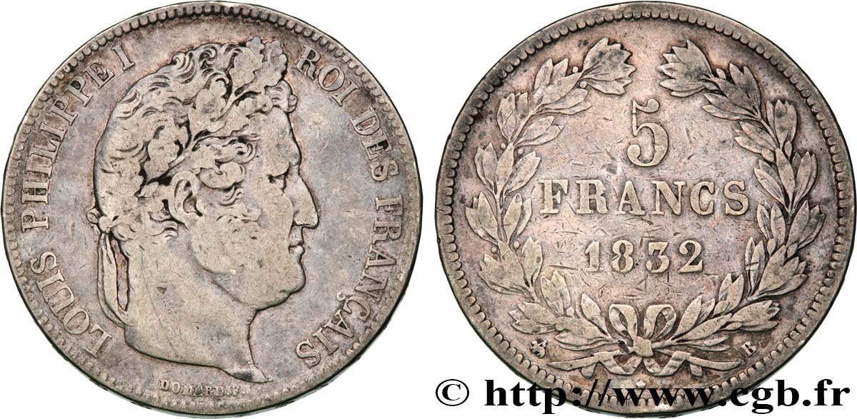 5 francs IIe type Domard 1832 Rouen F.324/2 TB20 