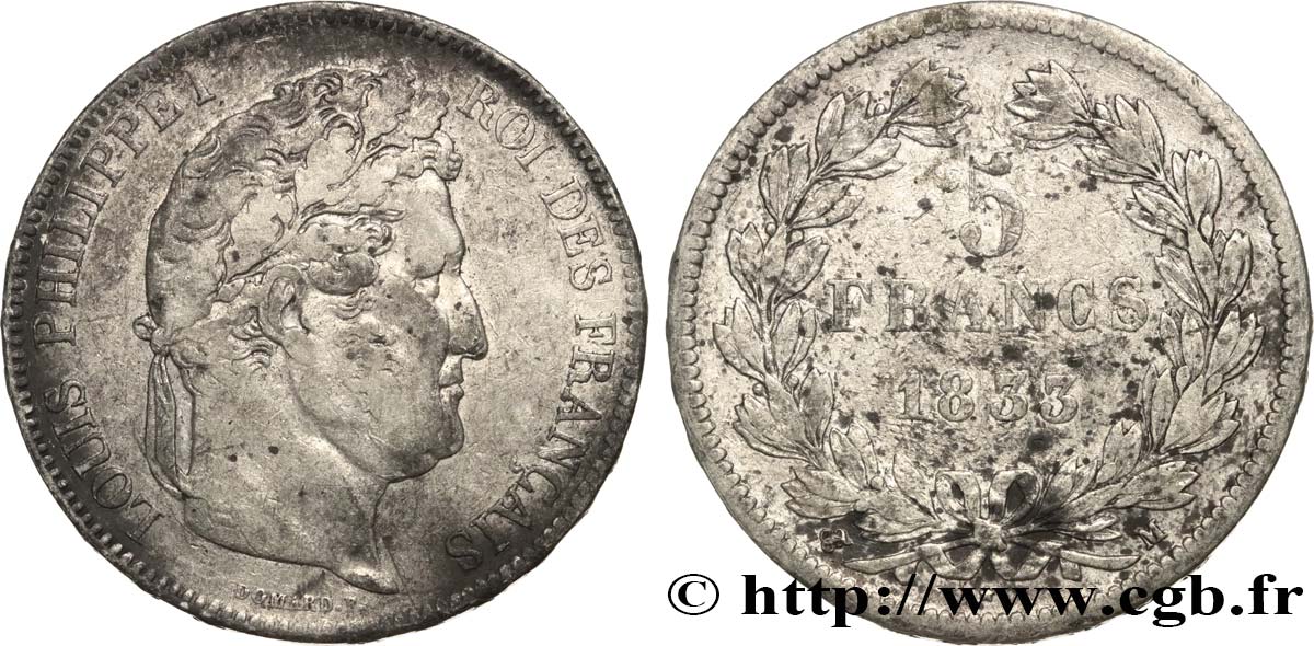 5 francs IIe type Domard 1833 Toulouse F.324/23 TB20 