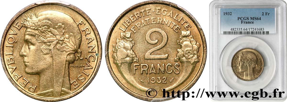 2 francs Morlon 1932  F.268/3 MS64 PCGS