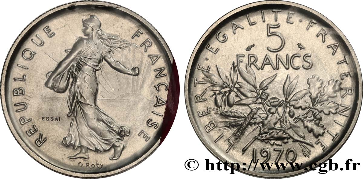 Essai de 5 francs Semeuse, nickel 1970 Paris F.341/1 ST 