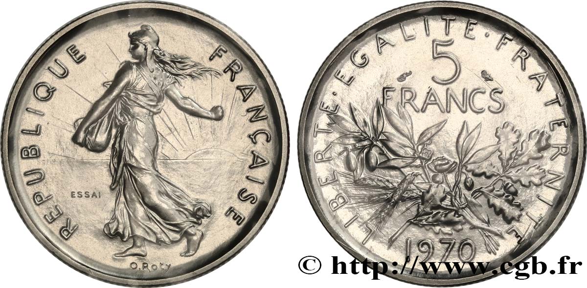 Essai de 5 francs Semeuse, nickel 1970 Paris F.341/1 MS 