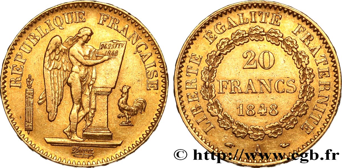 20 francs or Génie, IIe République 1848 Paris F.528/1 fVZ 