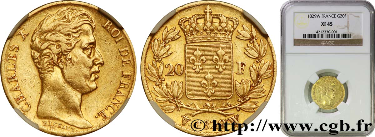 20 francs Charles X 1829 Lille F.520/11 XF45 NGC
