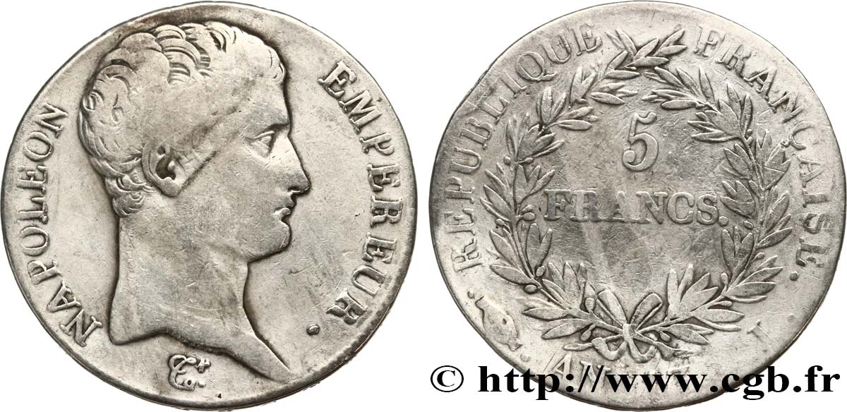 5 francs Napoléon Empereur, Calendrier révolutionnaire 1805 Limoges F.303/9 F15 