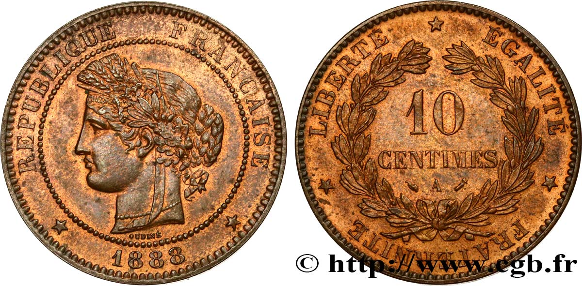 10 centimes Cérès 1888 Paris F.135/33 EBC58 