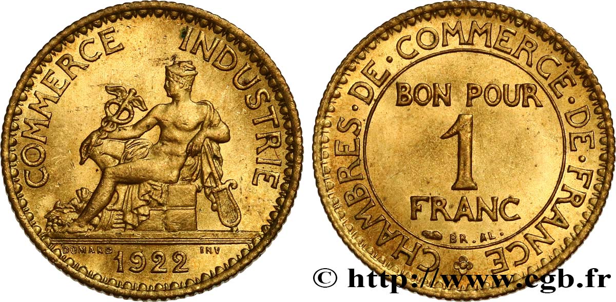 1 franc Chambres de Commerce 1922 Paris F.218/4 SPL58 