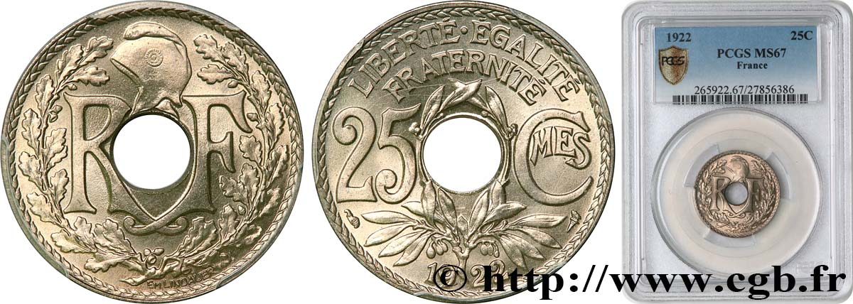 25 centimes Lindauer 1922  F.171/6 MS67 PCGS