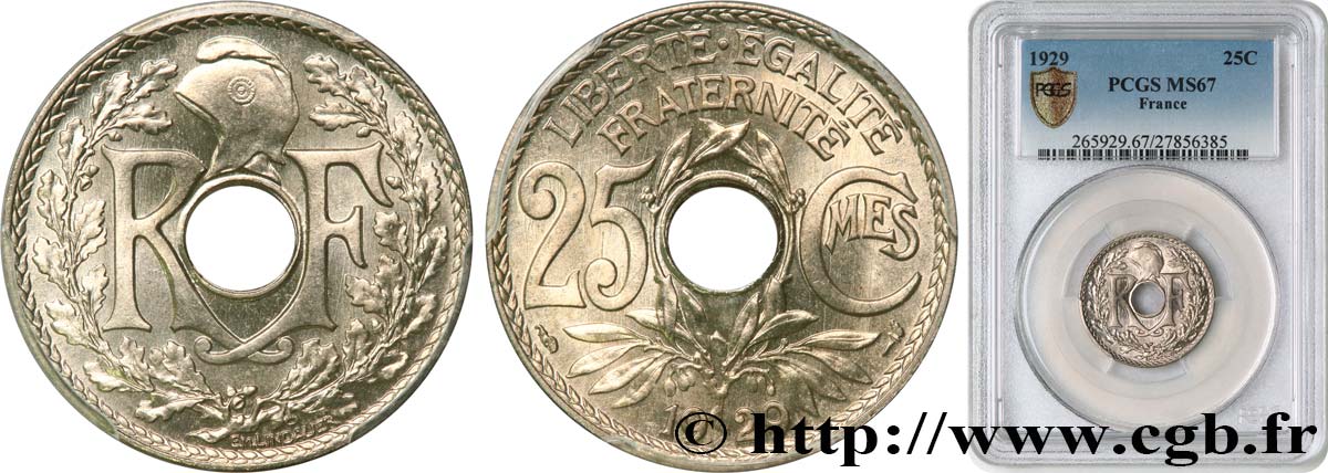 25 centimes Lindauer 1929  F.171/13 MS67 PCGS