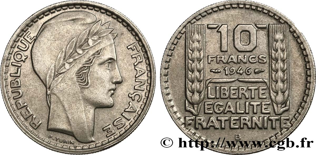 10 francs Turin, grosse tête, rameaux longs 1946 Beaumont-Le-Roger F.361/4 AU53 