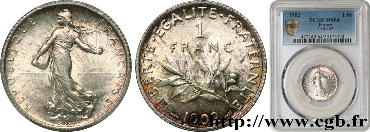1 franc Semeuse 1902 Paris F.217/7 SPL64 PCGS