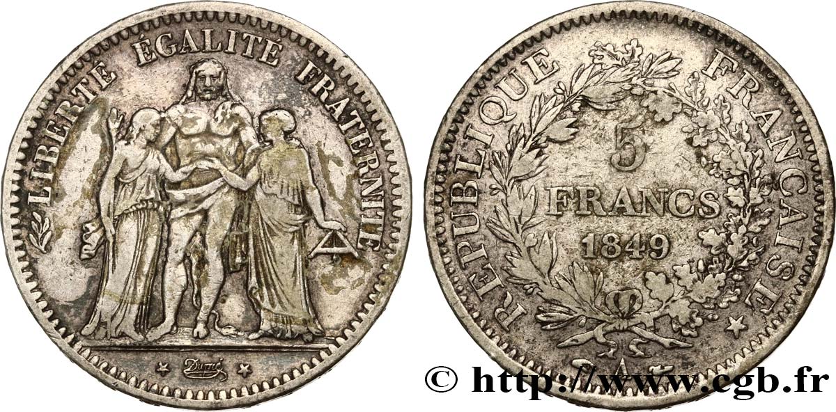 5 francs Hercule, IIe République 1849 Paris F.326/5 BC25 