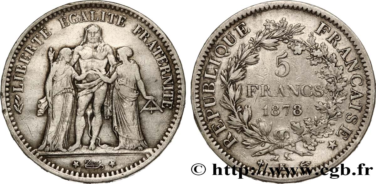 5 francs Hercule 1878 Bordeaux F.334/23 VF 
