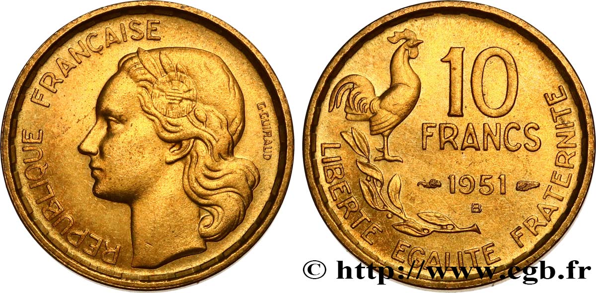 10 francs Guiraud 1951 Beaumont-Le-Roger F.363/5 EBC60 