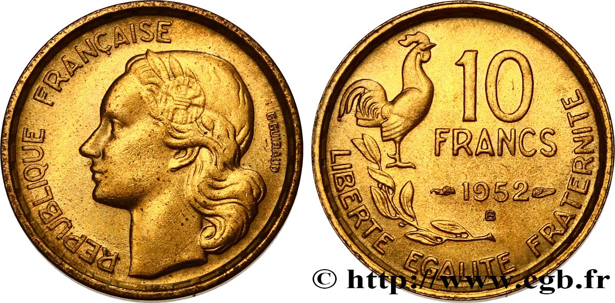 10 francs Guiraud 1952 Beaumont-Le-Roger F.363/7 EBC 