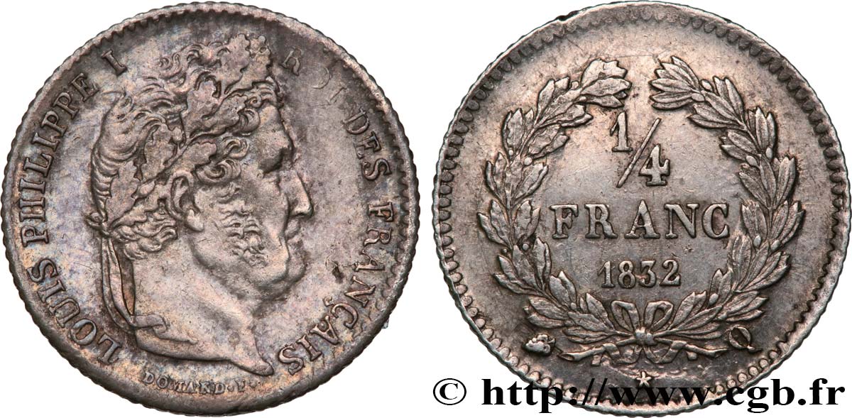 1/4 franc Louis-Philippe 1832 Perpignan F.166/26 AU50 