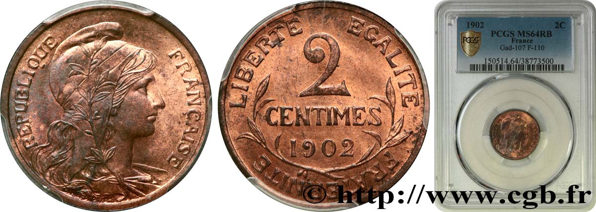 2 centimes Daniel-Dupuis 1902 Paris F.110/7 SPL64 PCGS