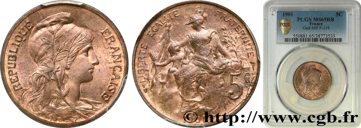 5 centimes Daniel-Dupuis 1901  F.119/11 FDC65 PCGS