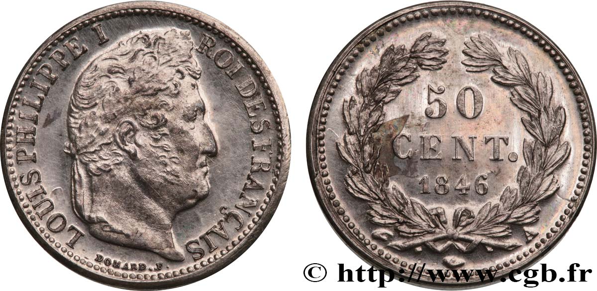 Piéfort de 50 centimes Louis-Philippe 1846 Paris Maz.1089  VZ 
