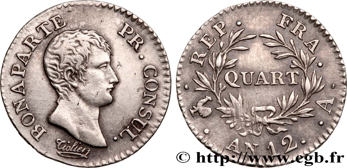 Quart (de franc) Bonaparte Premier Consul 1804 Paris F.157/1 MBC53 