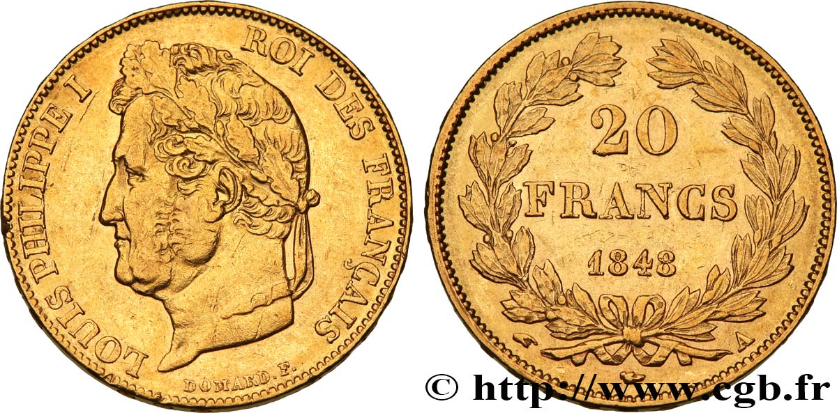 20 francs or Louis-Philippe, Domard 1848 Paris F.527/38 TTB50 