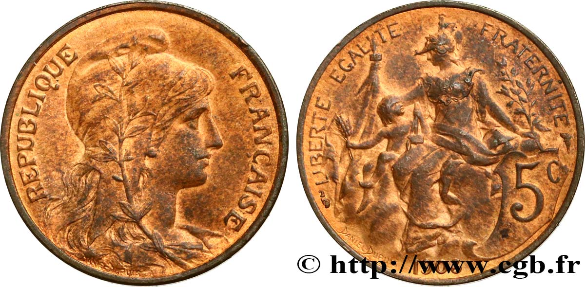 5 centimes Daniel-Dupuis 1903  F.119/13 AU55 