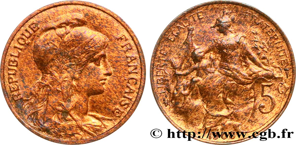 5 centimes Daniel-Dupuis 1908  F.119/19 SUP 