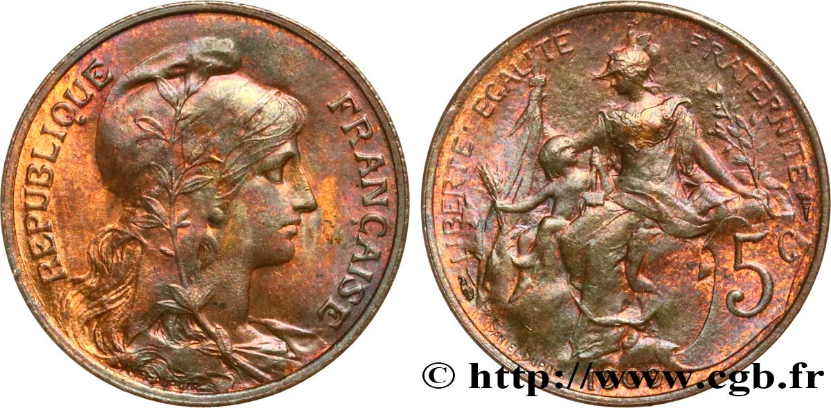 5 centimes Daniel-Dupuis 1909  F.119/20 SUP 