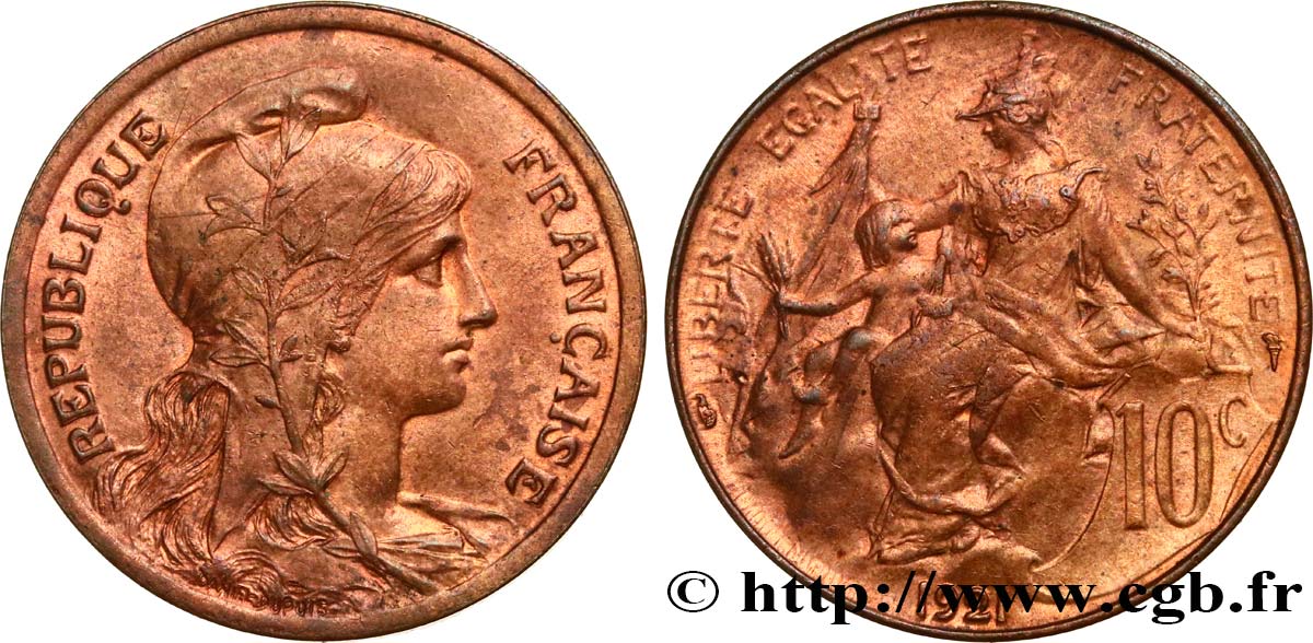 10 centimes Daniel-Dupuis 1921  F.136/30 VZ58 