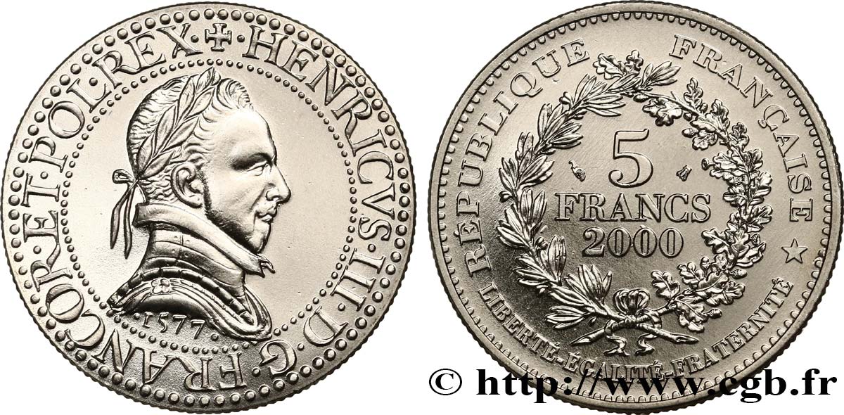 5 francs Franc d’argent de Henri III 2000 Paris F.351/1 FDC 