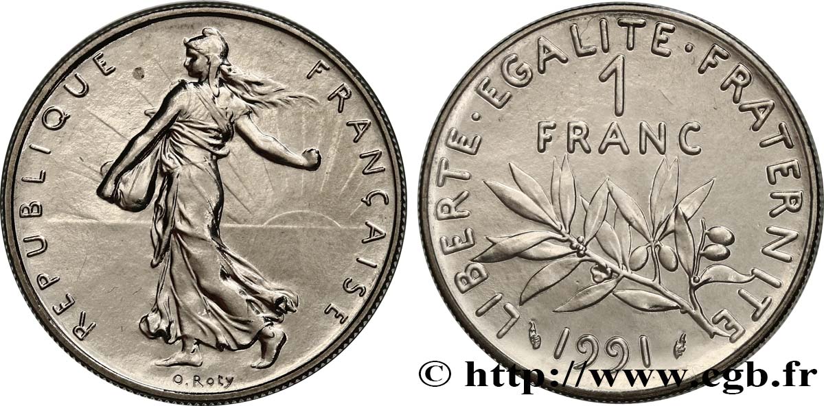 1 franc Semeuse, nickel, BU (Brillant Universel), frappe médaille 1991 Pessac F.226/37 FDC 