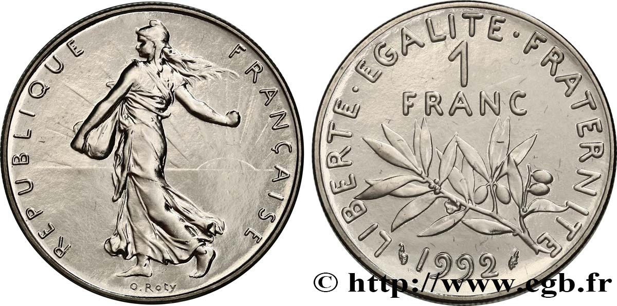 1 franc Semeuse, nickel, BU (Brillant Universel), frappe médaille 1992 Pessac F.226/39 MS 