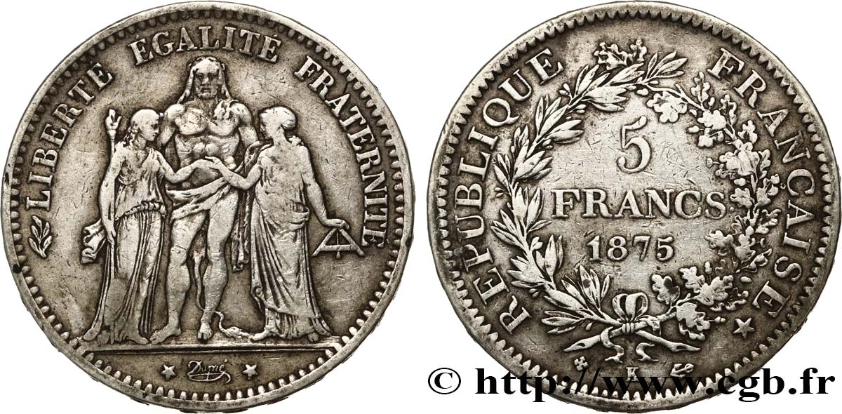 5 francs Hercule 1875 Bordeaux F.334/16 VF 