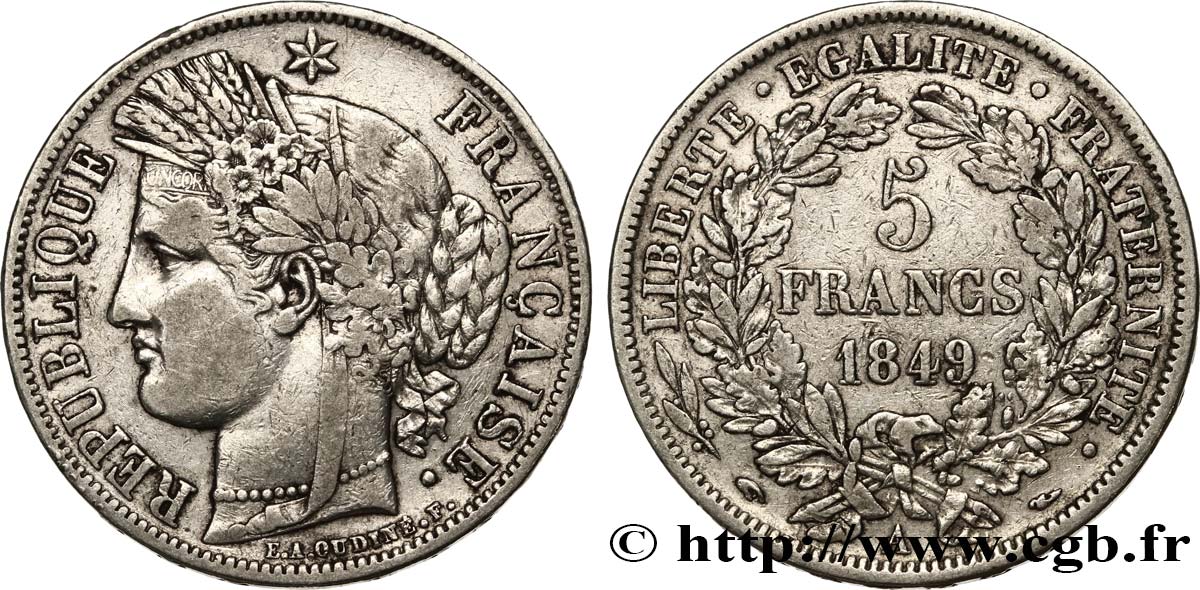 5 francs Cérès, IIe République 1849 Paris F.327/1 MB 